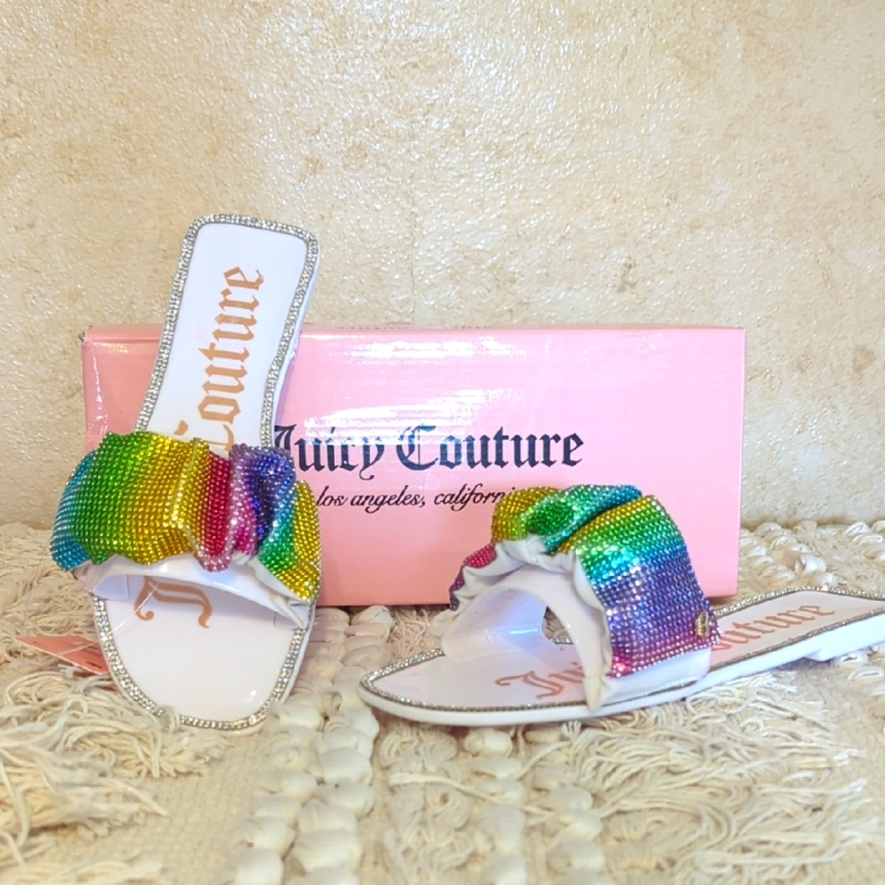 Juicy Couture 7 Rainbow Sandals NWT